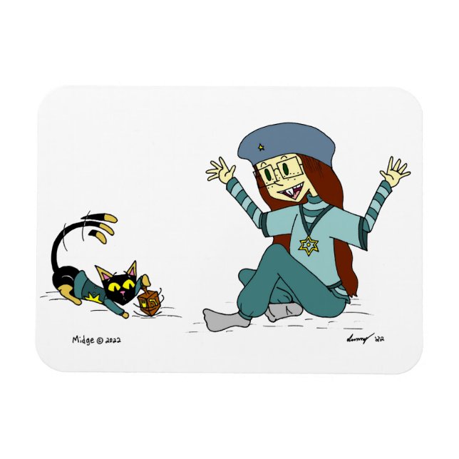 Ímã Mel, o Gato e a Maizy Hanukkah Magnet (Horizontal)