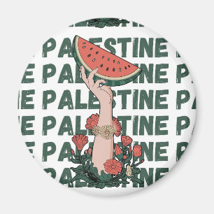 Imã melancia, flores e texto palestino Repetir