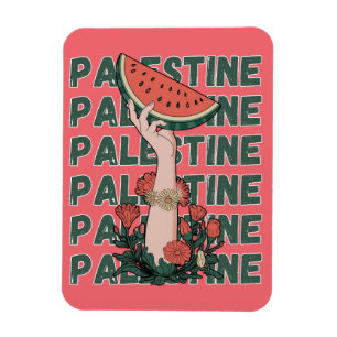 Ímã melancia, flores e texto palestino Repetir