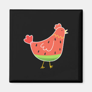 Imã Melancia Fofa Estampa Amante de Frango Agricultor