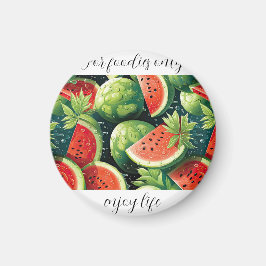 Imã Melancia fresca com gotas de água