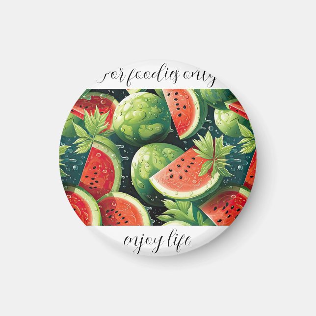 Imã Melancia fresca com gotas de água (Frente)