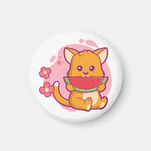 Imã Melancia Gato-Gato-Gato   Kawaii