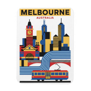 Ímã Melbourne Austrália Skyline Viagem