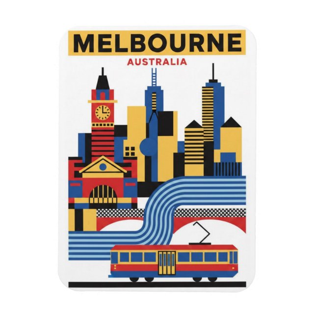 Ímã Melbourne Austrália Skyline Viagem (Vertical)