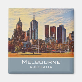 Imã Melbourne Austrália Skyline Watercolor Art