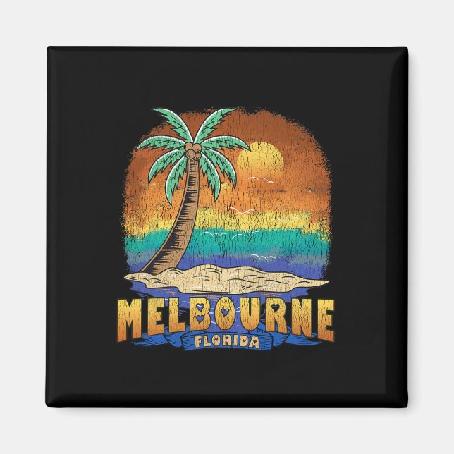 Imã Melbourne Florida Vintage angustiou Souvenir (Frente)