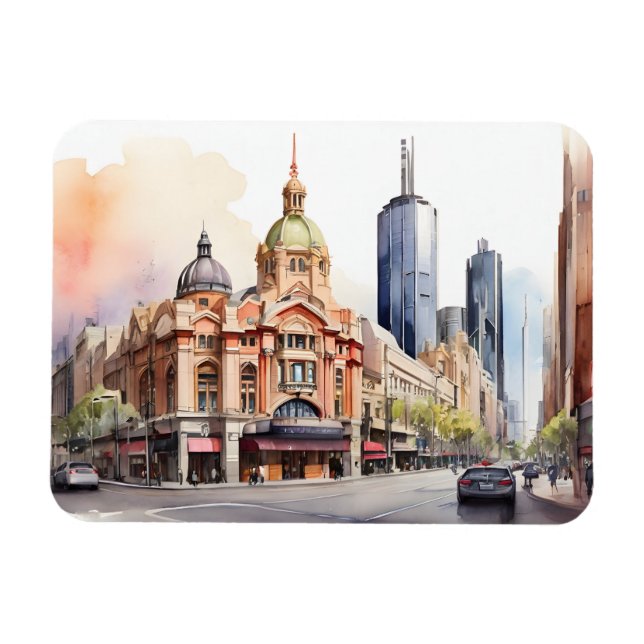 Ímã Melbourne watercolor art (Horizontal)