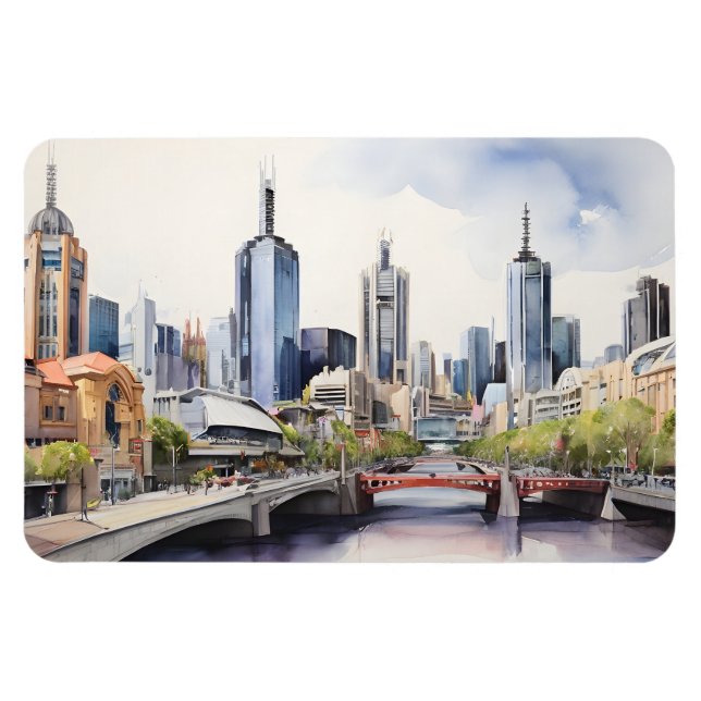 Ímã Melbourne watercolor art (Horizontal)