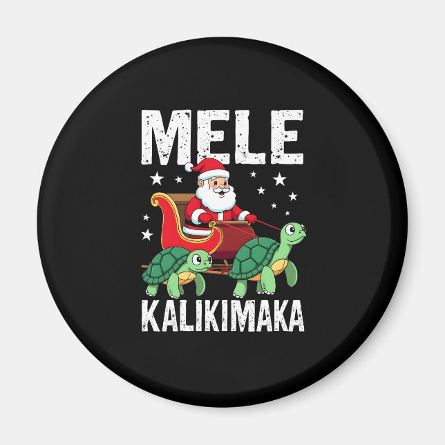 Imã Mele Kalikimaka Christmas Shirt � Santa Sleigh Sea (Frente)