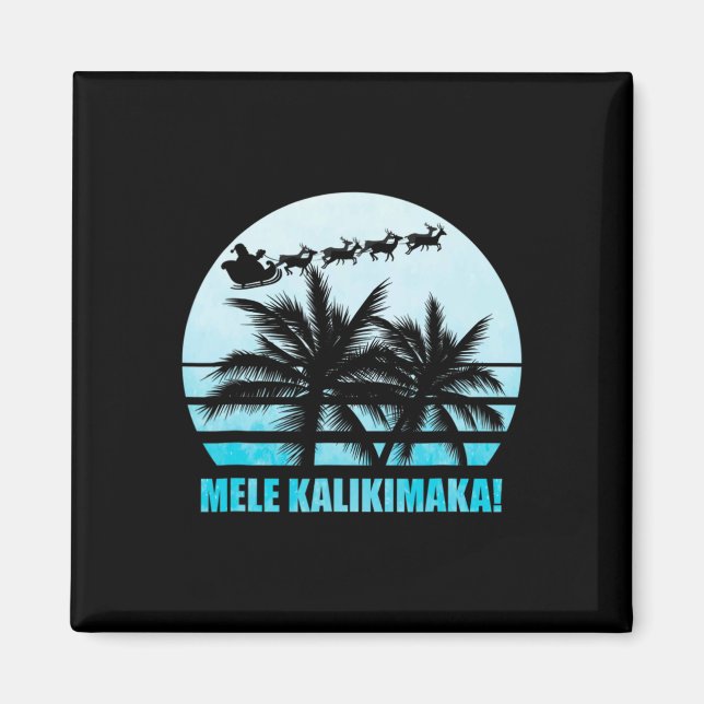Imã Mele Kalikimaka Retro Havaiana Família Natal Va (Frente)