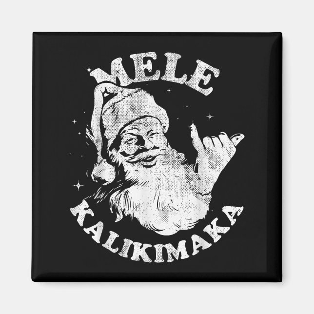 Imã Mele Kalikimaka Retro Hawaii Santa Aloha Christmas (Frente)