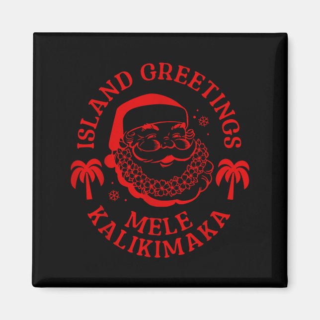 Imã Mele Kalikimaka Vintage Santa Family Hawaiian Chri (Frente)