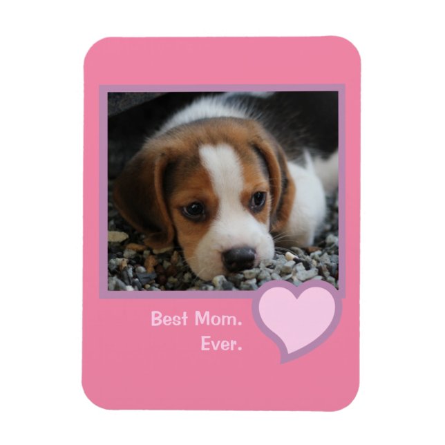 Ímã Melhor Beagle Mãe Alguma Vez Rosa Texto Pet Dog Fo (Vertical)