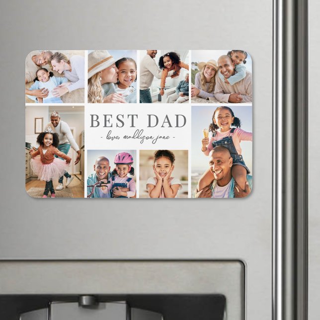 Ímã Melhor Colagem de Fotos do Papai (Simple Best Dad Collage Magnet)