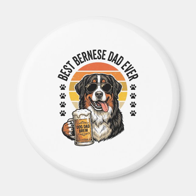 Imã Melhor Design de Camisa de Cerveja para Pai Bernês (Frente)