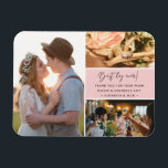Ímã Melhor Dia De Colagem De Fotos Rosa Obrigado<br><div class="desc">obrigado de casamento de design, rosa e preto, você tem ímanes com três de suas fotos favoritas de casamento. Mostre a sua família e amigos sua apreciação por fazer parte de sua celebração de casamento com um desses lindos seguidores. Personalize com sua mensagem e nomes curtos. Contacte-me através do botão...</div>