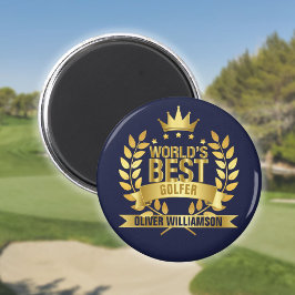 Imã Melhor Golfista do Mundo Azul Marinho e Dourado 5 
