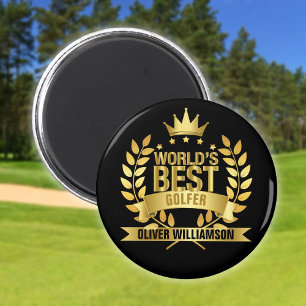 Imã Melhor Golfista do Mundo Preto e Dourado 5 Estrela