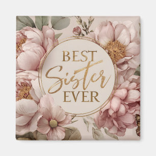 Imã MELHOR Irmã NUNCA" Design Floral Elegante
