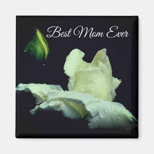 Imã Melhor Mãe Alguma Vez White Rosebud Flor (Frente)