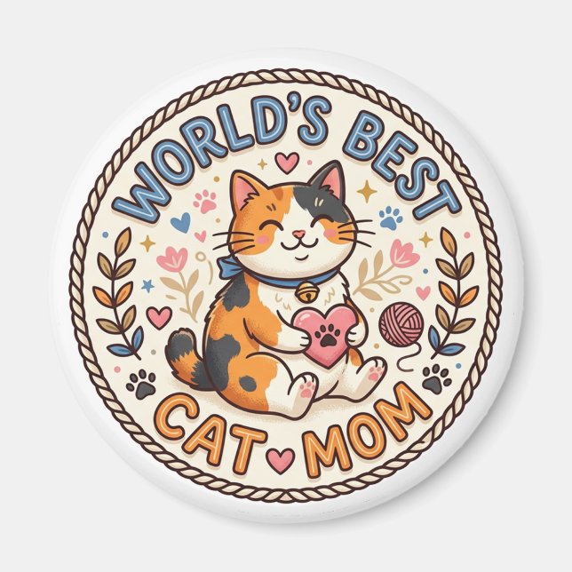 Imã Melhor Mãe de Gato do Mundo Fofa (Frente)
