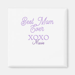 Imã melhor mãe de sempre xoxo nome roxo elegante dia d