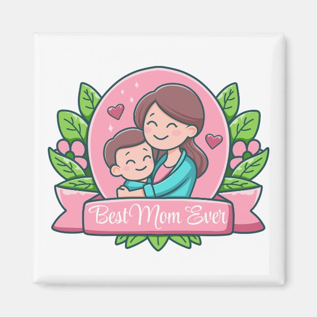 Imã Melhor Mãe do Mundo, Mãe e Filho, Personalizado (Frente)