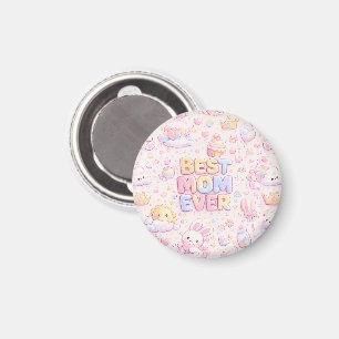 Imã Melhor Mãe do Mundo Padrão Kawaii Pastel