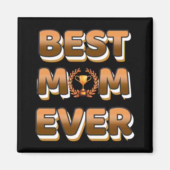 Imã Melhor mãe do Ouro de texto com troféu (Frente)