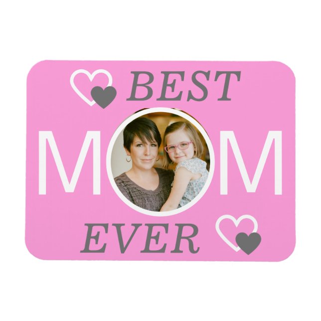 Ímã Melhor Mãe Já Personalizada Foto Rosa (Horizontal)
