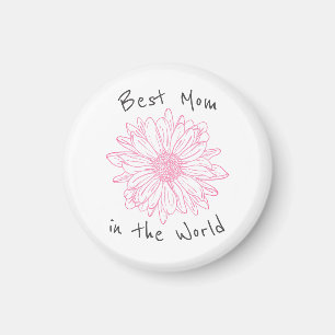 Imã Melhor Mãe no Mundo Floral Rosa