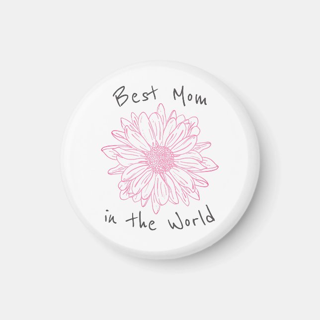 Imã Melhor Mãe no Mundo Floral Rosa (Frente)