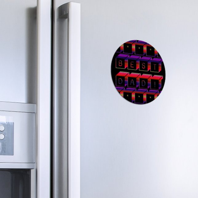 Imã Melhor Pai bloqueia texto vermelho e roxo (Criador carregado)