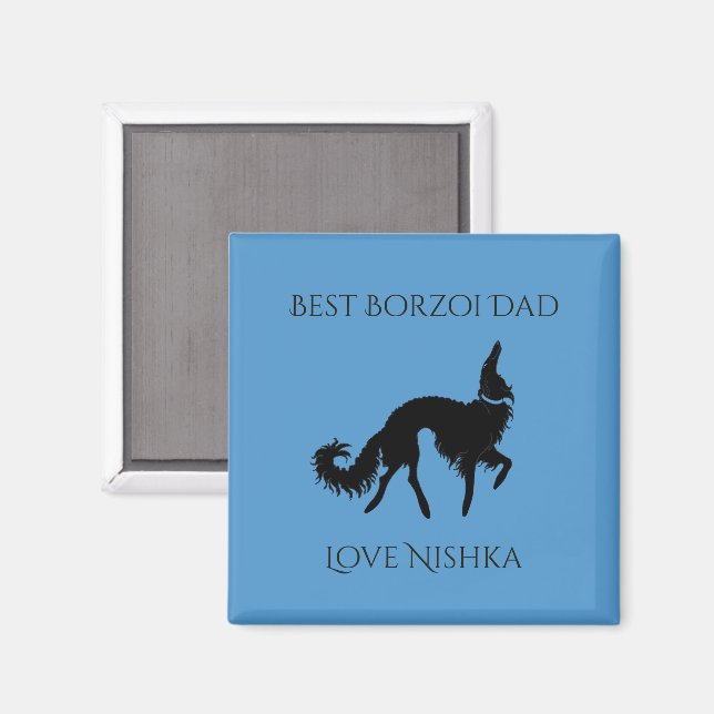 Imã Melhor Pai Borzoi Personalizado (Front/Back)