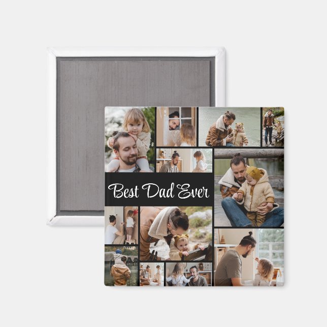 Imã Melhor Pai De Colagem De Fotos De 12 (Front/Back)