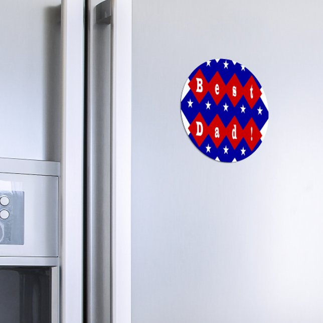 Imã Melhor Pai Estrelas e Diamantes Tipografia Vermelh (Criador carregado)