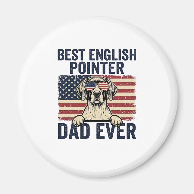 Imã Melhor Pai Pointer Inglês Patriótico de Sempre Cac (Frente)