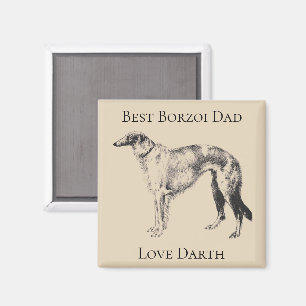 Imã Melhor Papai Borzoi Personalizado