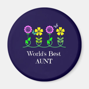 Imã Melhor tia do mundo, flores e borboletas