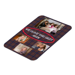 Ímã Melhor Tributo de Foto Xadrez Tartan para Mãe