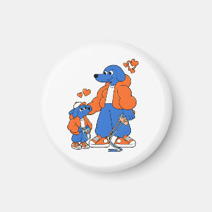 Imã Melhores Amigos: Duo Pai e Filho Blue Dog (Laranja