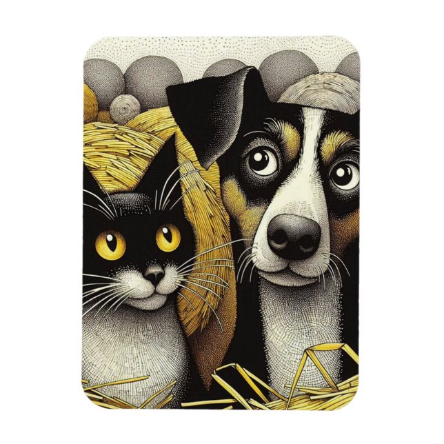 Ímã Melhores Amigos para Sempre: Um Duo Adorável Pawsi (Vertical)