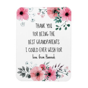 Ímã Melhores Avós Citação Rosa Floral Personalizado