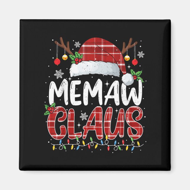 Imã Memaw Claus Christmas Lights Pajama Family Matchin (Frente)