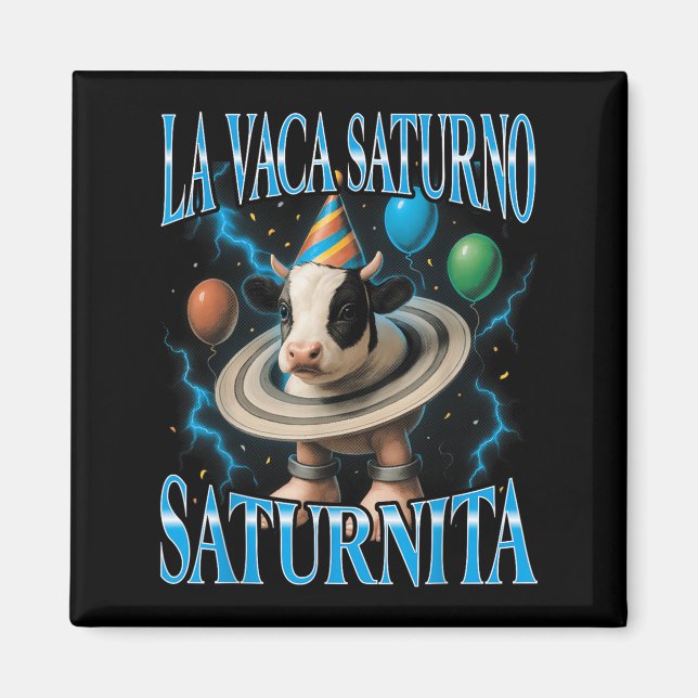 Imã Meme de Brainrot Italiano La Vaca Saturno Saturnit (Frente)