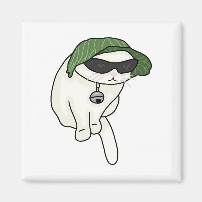 Imã Meme de gato de alface (Frente)