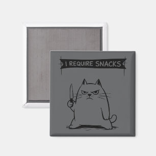 Imã Meme de Gato Engraçado Eu Preciso de Lanches 