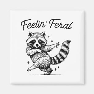 Imã Meme de Guaxinim Antigo Sentindo-se Feral Engraçad