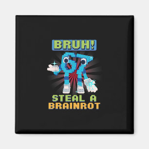 Imã Meme de Pixel Engraçado Bruh 67 Rouba Um Brainrot 